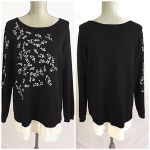 Charter Club Black Embellished Knit Sweater  1X